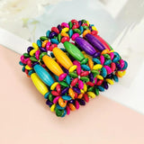 Women's Bohemian Wood Bead Bracelet Cuff Bangle Multicolor Jewelry