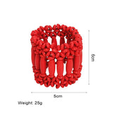 Women's Bohemian Wood Bead Bracelet Cuff Bangle Multicolor Jewelry