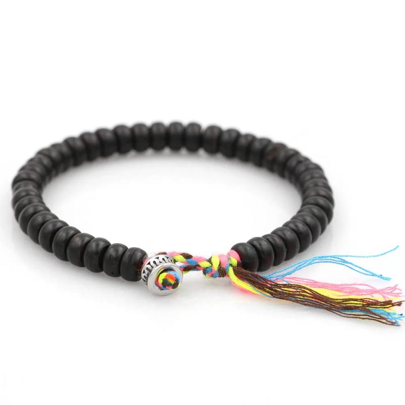 Wooden Beads Bracelets Stainless Steel Men Women