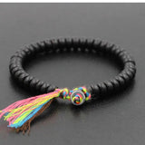 Wooden Beads Bracelets Stainless Steel Men Women