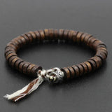 Wooden Beads Bracelets Stainless Steel Men Women