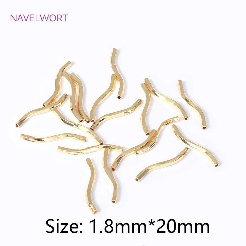 18K Plated Brass Wavy Tube Beads for Jewelry Making DIY