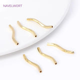 18K Plated Brass Wavy Tube Beads for Jewelry Making DIY