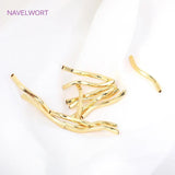 18K Plated Brass Wavy Tube Beads for Jewelry Making DIY