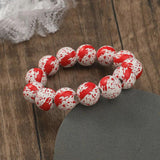 Personalized Wooden Beads Bracelet with Pumpkin Spider Print