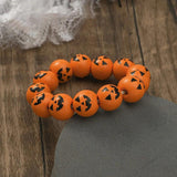 Personalized Wooden Beads Bracelet with Pumpkin Spider Print