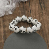 Personalized Wooden Beads Bracelet with Pumpkin Spider Print