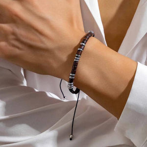 Wood Beads Men Bracelet Adjustable Rope Chain Bangles