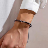 Wood Beads Men Bracelet Adjustable Rope Chain Bangles