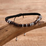 Wood Beads Men Bracelet Adjustable Rope Chain Bangles