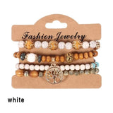 Wooden Beads Bracelet Multicolor Women Boho Bangles With Pendant