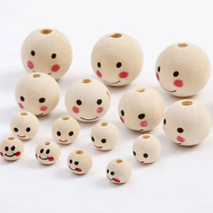 10pcs Kids Smile Face Wooden Beads for DIY Jewelry Crafts