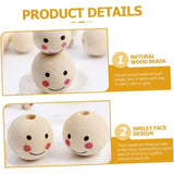 10pcs Kids Smile Face Wooden Beads for DIY Jewelry Crafts