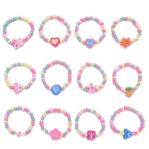 12Pcs/Set Colourful Wooden Bracelets for Girls Friendship Jewerly