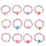 12Pcs/Set Colourful Wooden Bracelets for Girls Friendship Jewerly