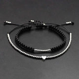 Heart Bead Bracelet Braid Weave Charm Beads Bracelet Set