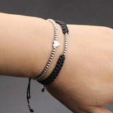 Heart Bead Bracelet Braid Weave Charm Beads Bracelet Set