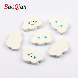 20pcs Mixed Cloud Shape Natural Wood Beads 30x20mm DIY Jewelry Making
