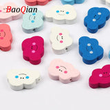 20pcs Mixed Cloud Shape Natural Wood Beads 30x20mm DIY Jewelry Making