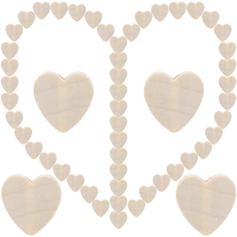 100 Pcs Love Wooden Beads Valentine Heart Jewelry Accessories