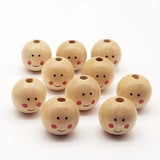 20pcs Painted Wooden Beads Smile Wood Spacer Beads for DIY Jewelry Making 25mm
