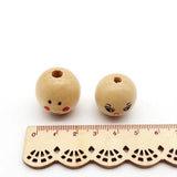 20pcs Painted Wooden Beads Smile Wood Spacer Beads for DIY Jewelry Making 25mm