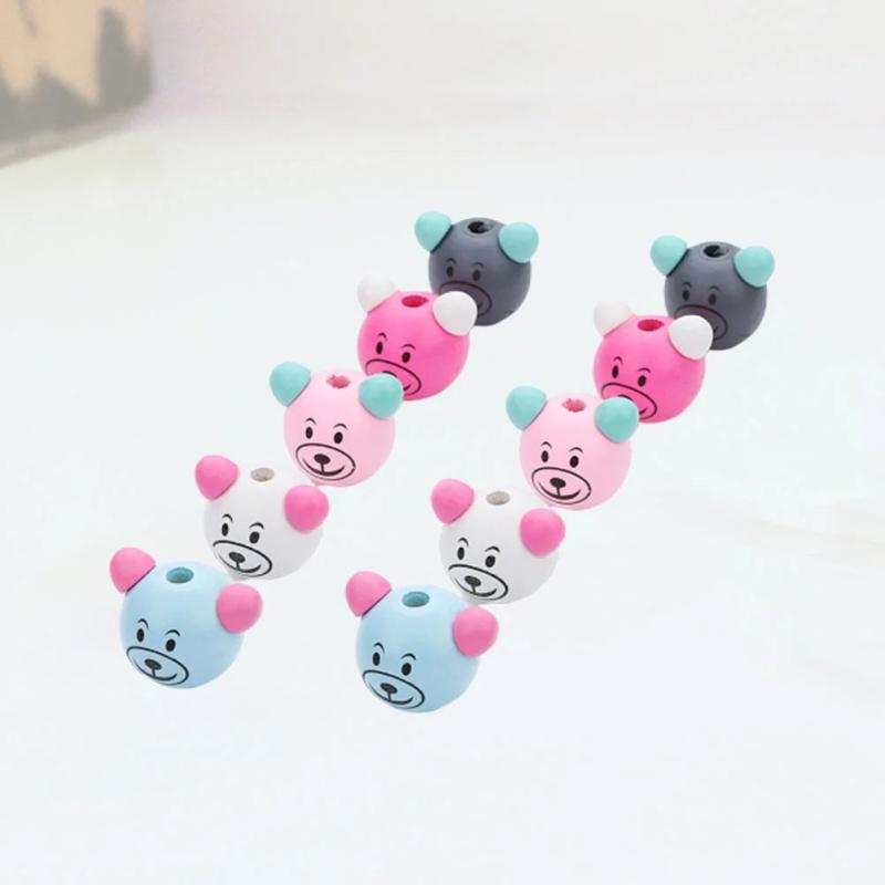 10 Pcs Colored Wooden Animal Head Beads DIY Craft Jewelry Making