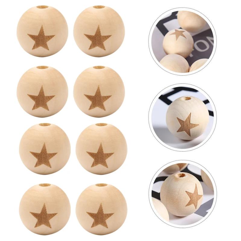 50pcs Unfinished Wooden Craft Balls for DIY Bracelets Key Chains Making
