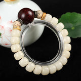 Wooden Ivory Tagua Nut Rudraksha Beads Bracelet for Yoga