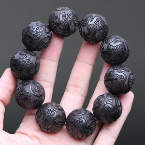 Ebony Bracelet Divine Beast Men's 25mm Pixiu Lucky Beads