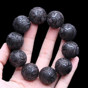 Ebony Bracelet Divine Beast Men's 25mm Pixiu Lucky Beads