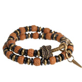 Rudraksha Seed Ebony Stretch Bracelet Brass Metal Health Lucky Jewelry