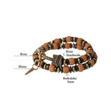 Rudraksha Seed Ebony Stretch Bracelet Brass Metal Health Lucky Jewelry