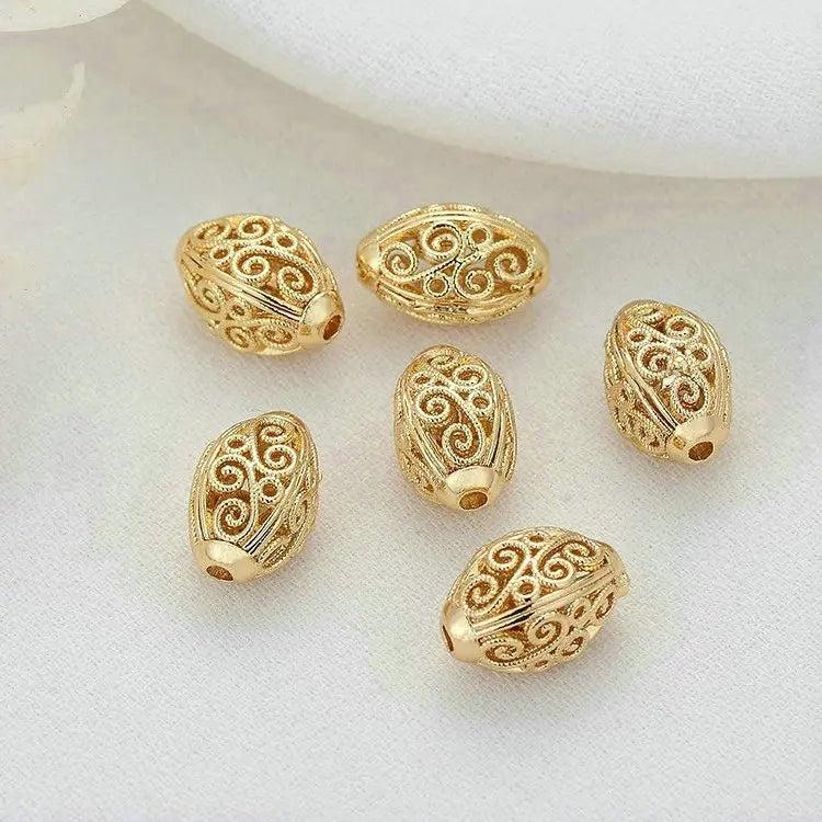 6PCS 14K Brass Spacer Beads Bracelet Jewelry Accessories