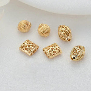 6PCS 14K Brass Spacer Beads Bracelet Jewelry Accessories