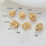 6PCS 14K Brass Spacer Beads Bracelet Jewelry Accessories