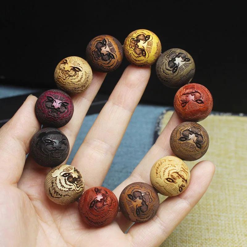 Ethnic Style Ebony Sandalwood Wood 20mm 12 Pieces Prayer Bracelet