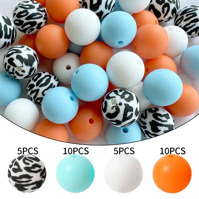 30Pcs Mixed Starry Print Silicone Beads for Jewelry Making Bracelet