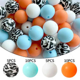 30Pcs Mixed Starry Print Silicone Beads for Jewelry Making Bracelet