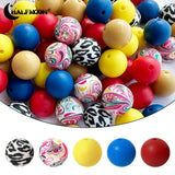 30Pcs Mixed Starry Print Silicone Beads for Jewelry Making Bracelet
