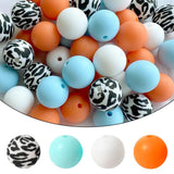 30Pcs Mixed Starry Print Silicone Beads for Jewelry Making Bracelet