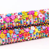 10Pcs Colorful Wood Beads Bracelets Wooden Kid Toy Party Bag Fillers