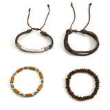 Men's Retro Beaded Leather Bracelet Charm Stitching Hand Rope Jewelry