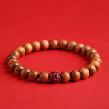 Peach Wood Beads Lotus Lucky Bangle Red Rope Bracelet