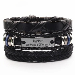 Leather Bracelet Set Trust in God Charms Homme Jewelry