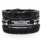 Leather Bracelet Set Trust in God Charms Homme Jewelry