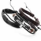 Leather Bracelet Set Trust in God Charms Homme Jewelry