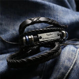 Leather Bracelet Set Trust in God Charms Homme Jewelry