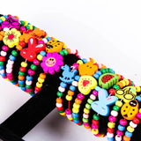 10pcs Mixed Bracelet Wristband Animal Cartoon Wooden Beads Toy Children