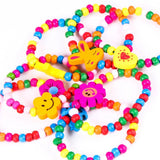 10pcs Mixed Bracelet Wristband Animal Cartoon Wooden Beads Toy Children